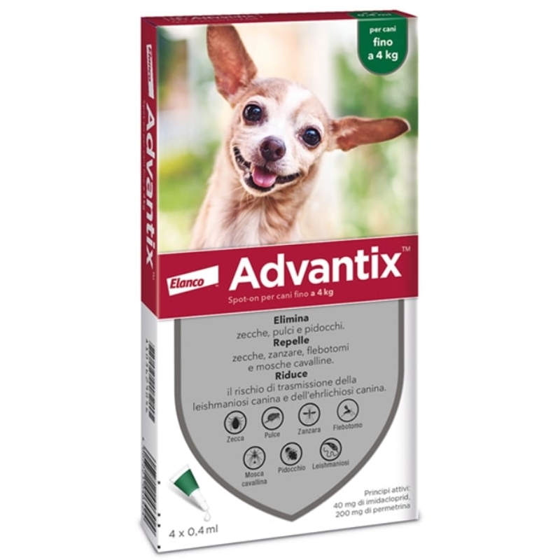 ADVANTIX  0 - 4KG.  0.4 ML   X 4 PIP.