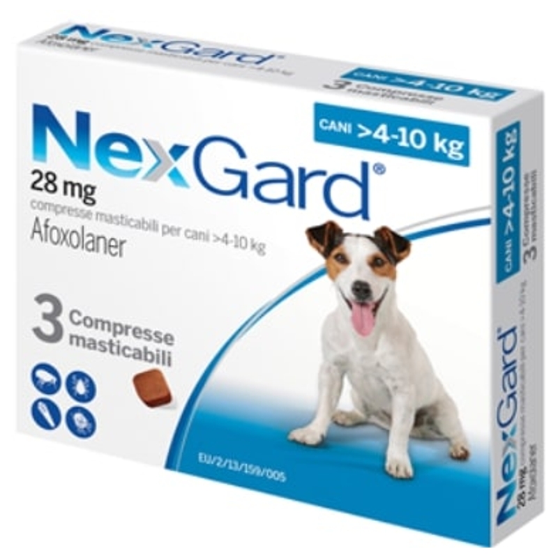 NEXGARD   28 MG   4 -10  KG     x 3 cpr app