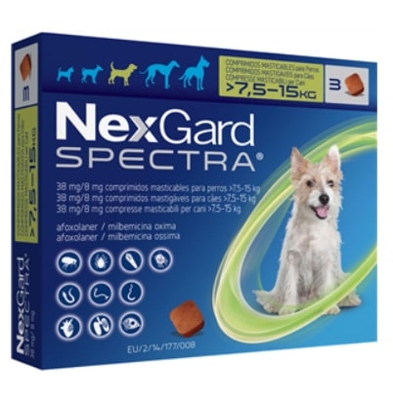NEXGARD  SPECTRA 7,5 -  15  KG   3 cpr mast..