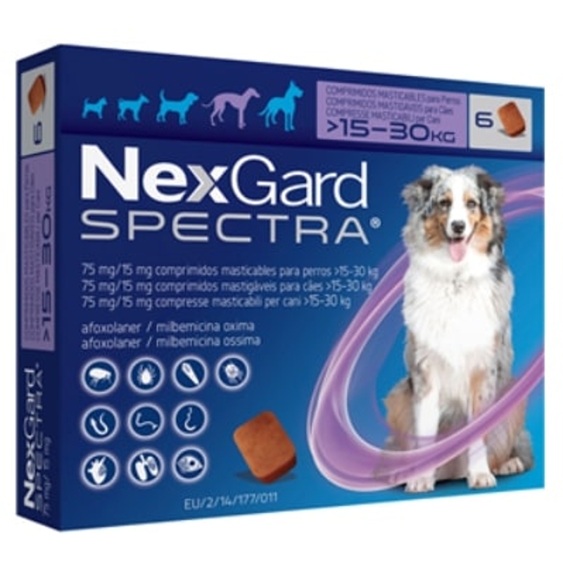NEXGARD  SPECTRA  15 -  30  KG   6 cpr mast..