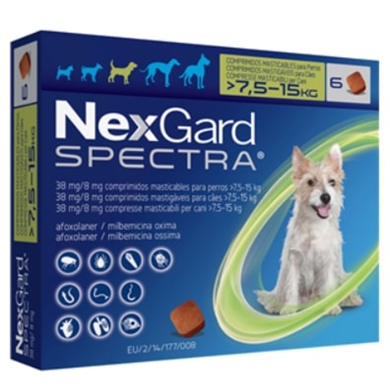NEXGARD  SPECTRA 7,5 -  15  KG   6 cpr mast..