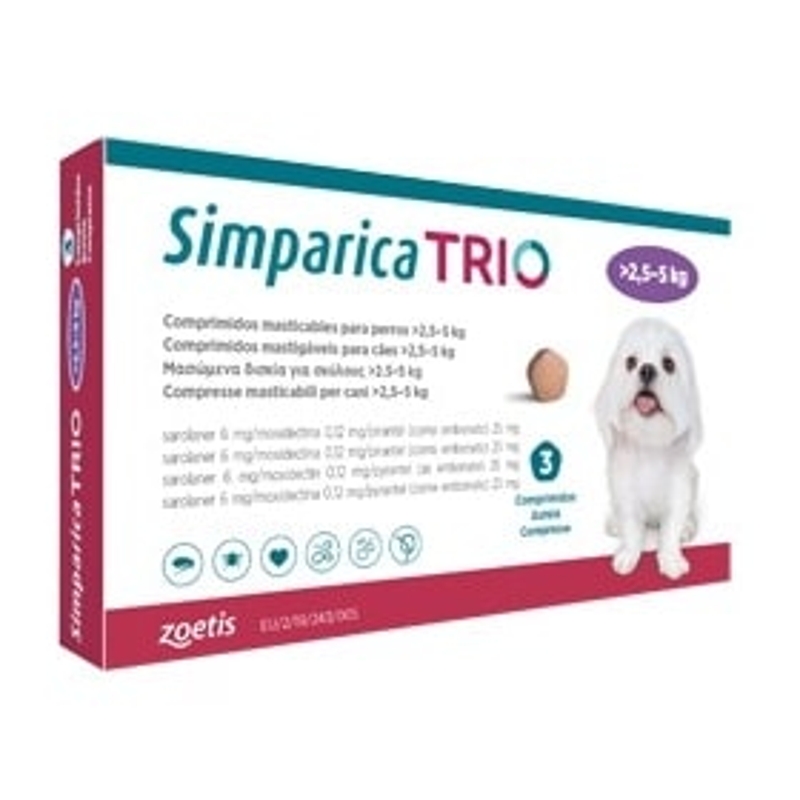 SIMPARICA  TRIO   2,5 - 5 KG     3 CPR